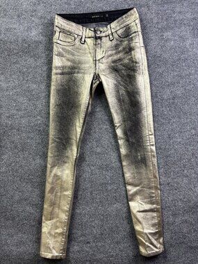 Hidden Jeans Skinny Jeans Juniors 5/29 Gold‎ Metallic Mid Rise Stretch 29x29